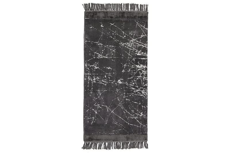 Matto Hanli - Tummanharmaa, valkoinen, 80x150 cm - Kodintekstiilit & matot - Matto - Moderni matto - Viskoosimatto & keinosilkkimatto