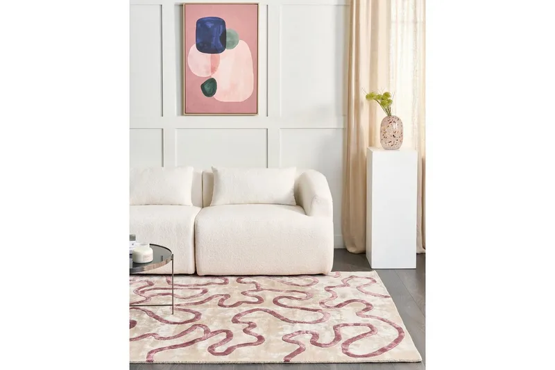 Matto Kappar - Beige, Vaaleanpunainen - Kodintekstiilit & matot - Matto - Moderni matto - Viskoosimatto & keinosilkkimatto