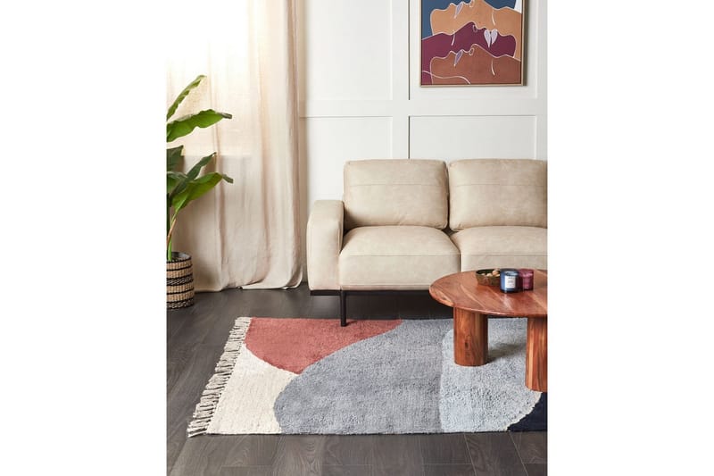 Matto Xinali - Sininen, punainen, beige, harmaa - Kodintekstiilit & matot - Matto - Moderni matto - Puuvillamatto