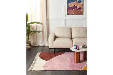 Matto Xinali - Vaaleanpunainen, keltainen, punainen, beige - Kodintekstiilit & matot - Matto - Moderni matto - Puuvillamatto