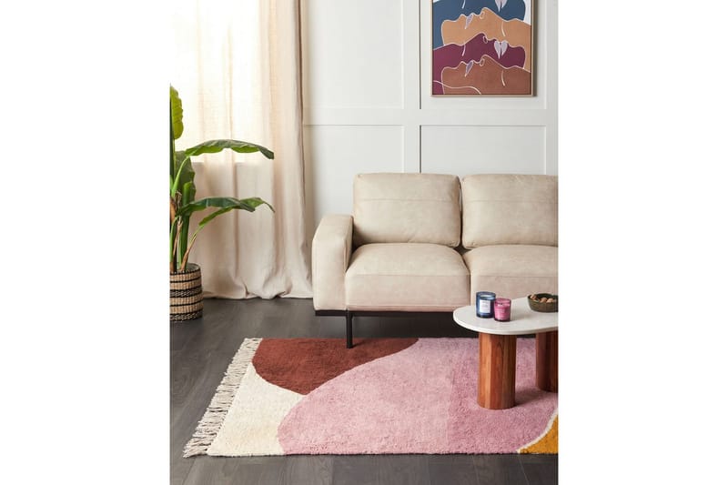 Matto Xinali - Vaaleanpunainen, keltainen, punainen, beige - Kodintekstiilit & matot - Matto - Moderni matto - Puuvillamatto