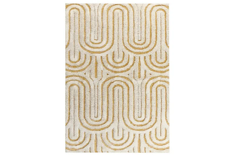 Matto Perai, Valkoinen, Keltainen, 160x230 cm