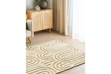 Matto Perai - Valkoinen, Keltainen, 160x230 cm - Kodintekstiilit & matot - Matto - Moderni matto - Puuvillamatto