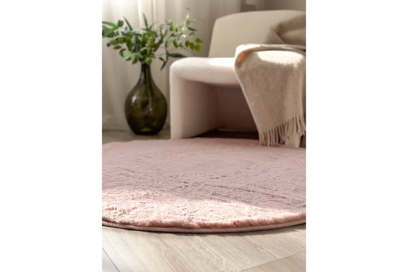 Nukkamatto Heaven Ø200 cm Pyöreä Roosa - Roosa - Kodintekstiilit & matot - Matto - Moderni matto - Nukkamatto