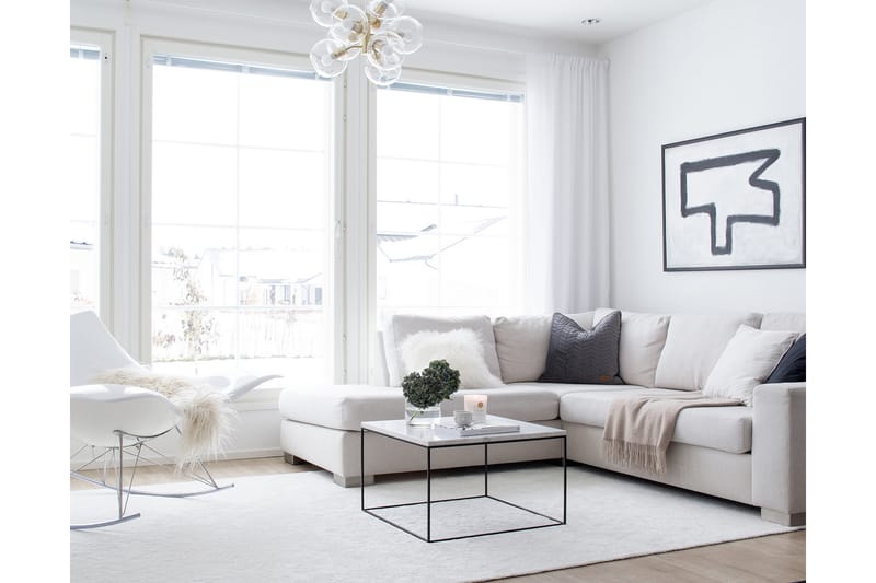 Matto Hattara Pyöreä 200 cm Valkoinen - VM Carpet - Kodintekstiilit & matot - Matto - Moderni matto - Nukkamatto