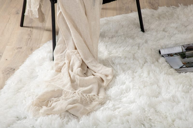 Nukkamatto Grace Pyöreä 200 cm - Valkoinen - Kodintekstiilit & matot - Matto - Tasokudotut matot