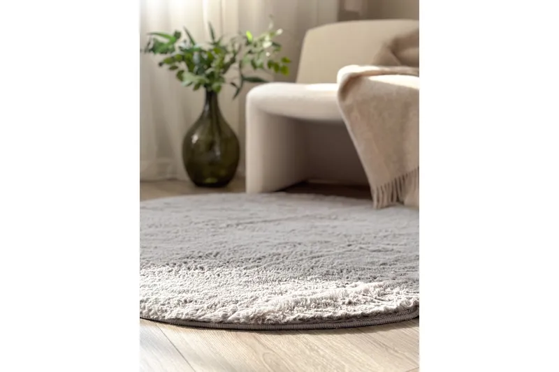 Nukkamatto Heaven Ø200 cm Pyöreä Harmaa - Harmaa - Kodintekstiilit & matot - Matto - Moderni matto - Nukkamatto