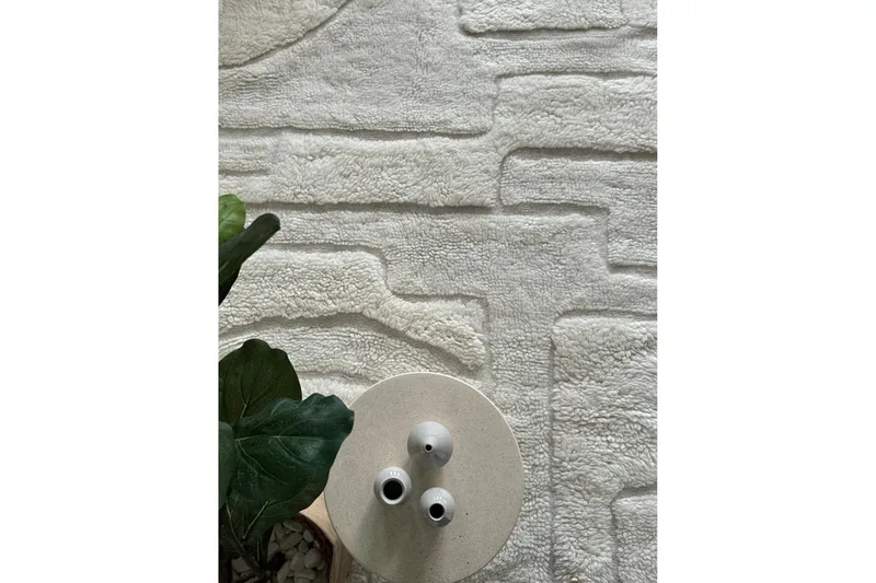 Pure Villamatto 200x300 cm Suorakaide - Kreemi - Kodintekstiilit & matot - Matto - Moderni matto - Villamatto