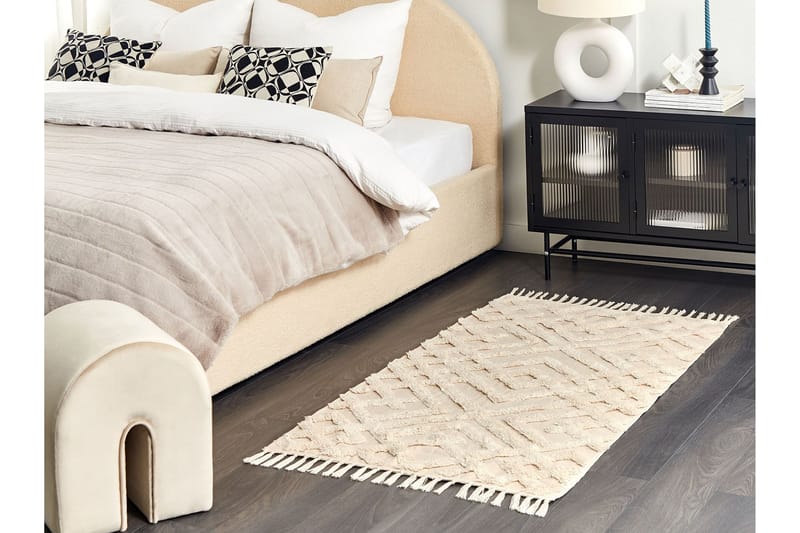 Puuvillamatto Ardahan 80x150 cm - Beige - Kodintekstiilit & matot - Matto - Moderni matto - Nukkamatto