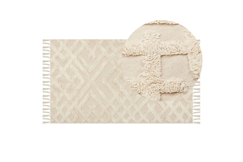 Puuvillamatto Ardahan 80x150 cm - Beige - Kodintekstiilit & matot - Matto - Moderni matto - Nukkamatto