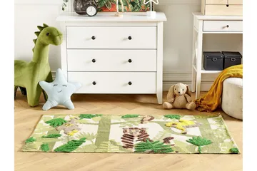 Puuvillamatto Janhto 80x150 cm - Vihreä - Kodintekstiilit & matot - Lasten tekstiilit - Lastenhuoneen matto