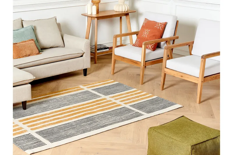 Puuvillamatto Katra 140x200 cm - Keltainen - Kodintekstiilit & matot - Matto - Moderni matto - Nukkamatto