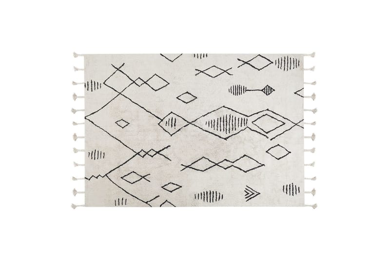 Puuvillamatto Kebir 140x200 cm, Musta/Valkoinen