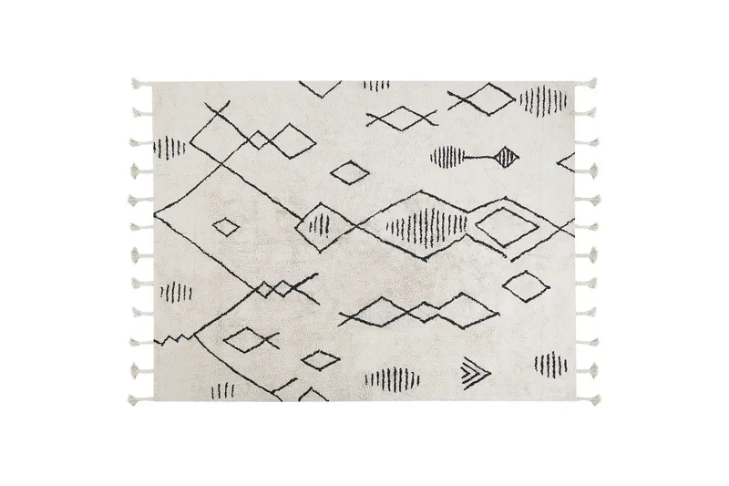 Puuvillamatto Kebir 160x230 cm, Musta/Valkoinen