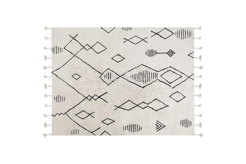 Puuvillamatto Kebir 160x230 cm, Musta/Valkoinen