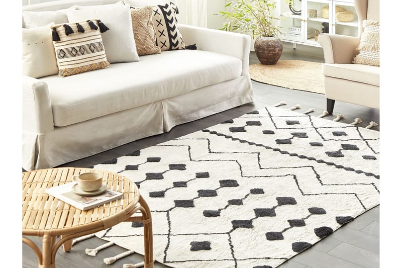 Puuvillamatto Khemisset 160x230 cm - Musta/Valkoinen - Kodintekstiilit & matot - Matto - Moderni matto - Puuvillamatto