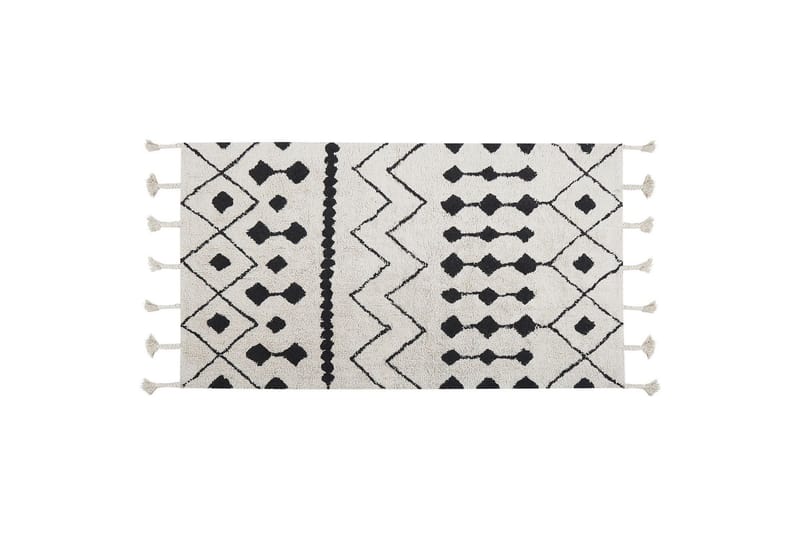 Puuvillamatto Khemisset 80x150 cm, Musta/Valkoinen