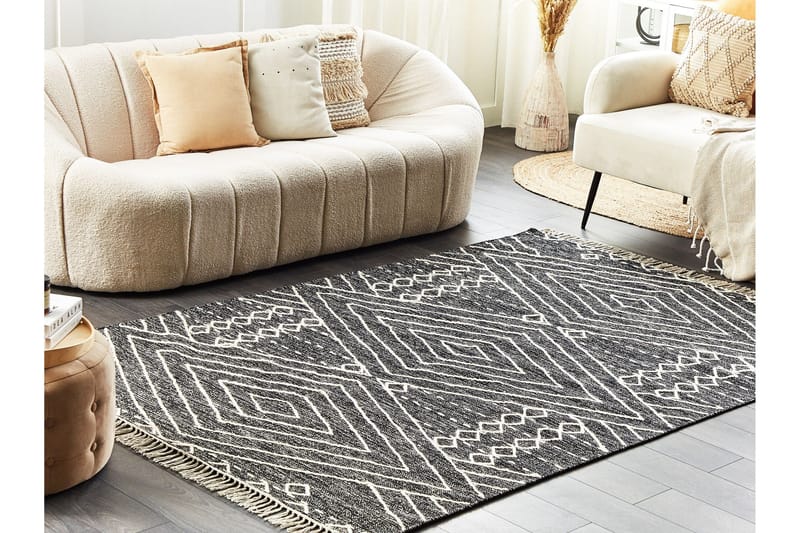 Puuvillamatto Khenifra 160x230 cm - Musta/Valkoinen - Kodintekstiilit & matot - Matto - Moderni matto - Puuvillamatto