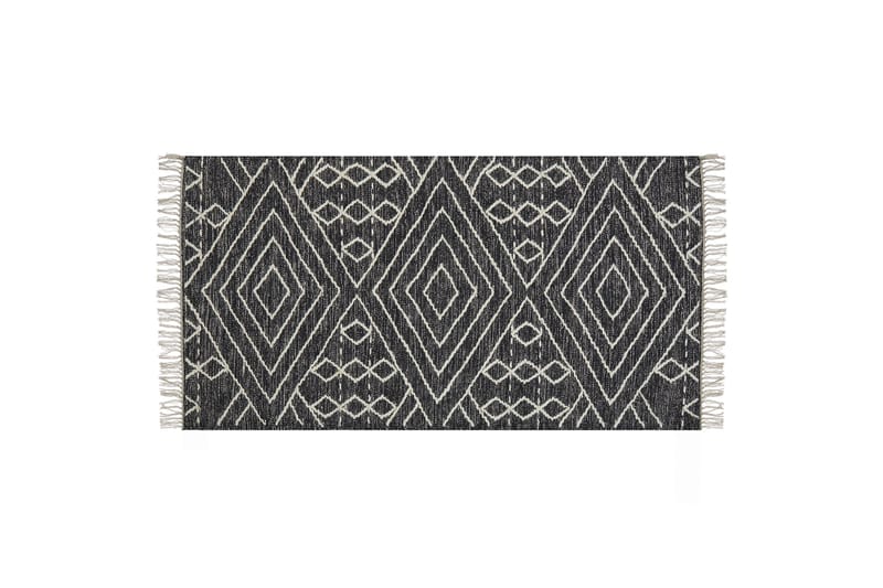Puuvillamatto Khenifra 80x150 cm, Musta/Valkoinen