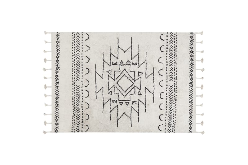 Puuvillamatto Khouribga 140x200 cm - Musta/Valkoinen - Kodintekstiilit & matot - Matto - Moderni matto - Puuvillamatto
