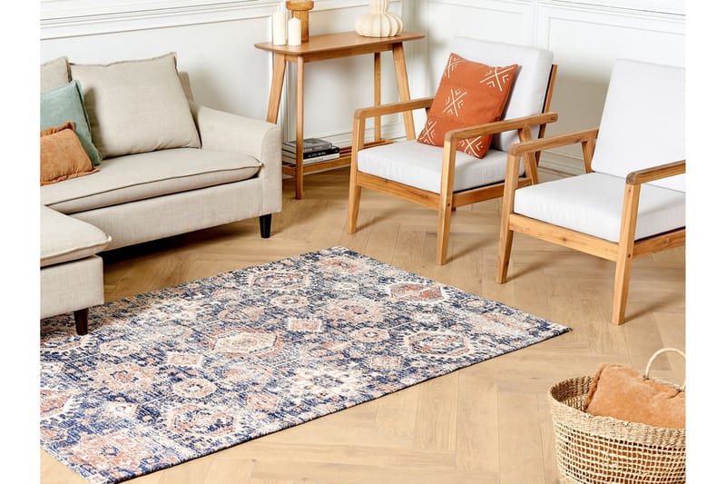 Puuvillamatto Kurin 140x200 cm - Sininen - Kodintekstiilit & matot - Matto - Moderni matto - Käytävämatto