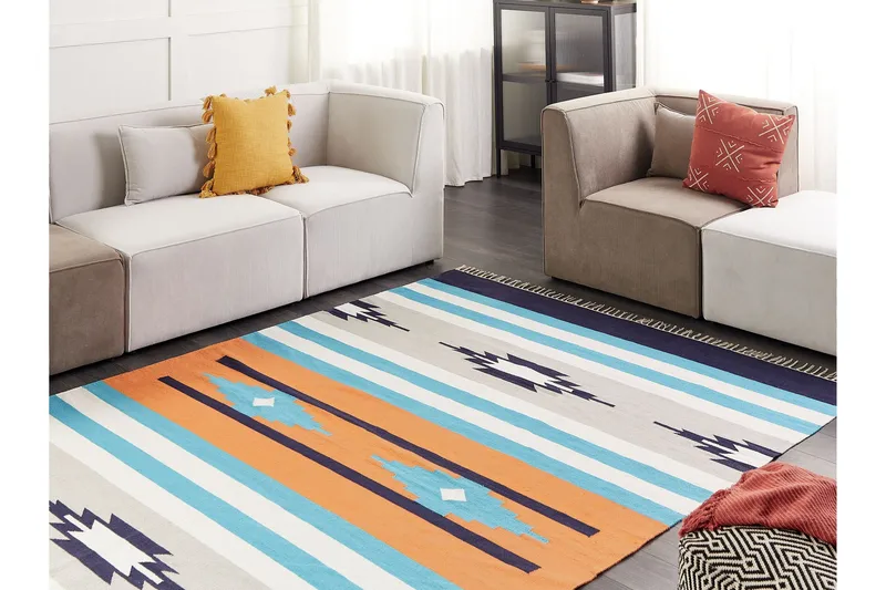 Puuvillamatto Noratus 200x300 cm - Sininen - Kodintekstiilit & matot - Matto - Moderni matto - Puuvillamatto