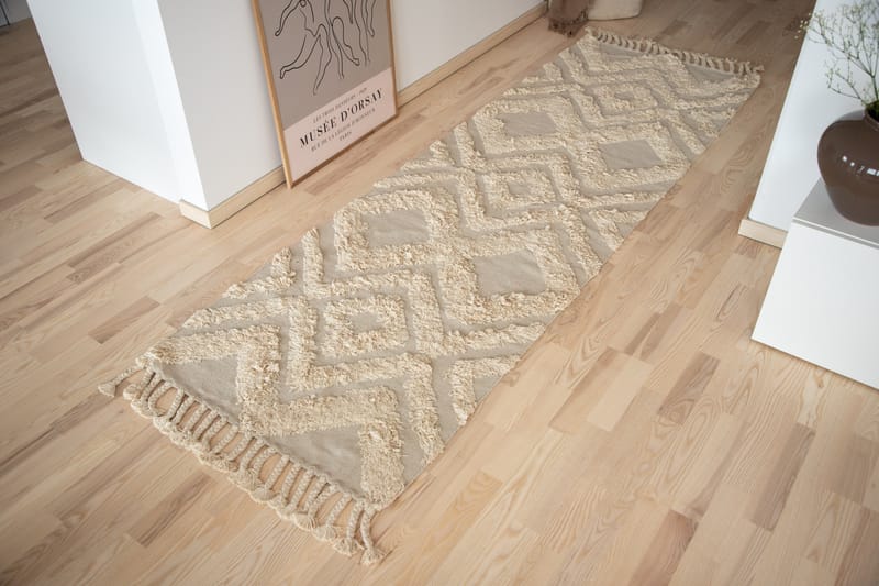 Puuvillamatto Hilma 250x80 cm - Luonnonvalkoinen - Kodintekstiilit & matot - Matto - Moderni matto - Puuvillamatto