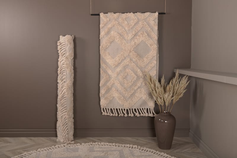 Puuvillamatto Hilma 250x80 cm - Luonnonvalkoinen - Kodintekstiilit & matot - Matto - Moderni matto - Puuvillamatto