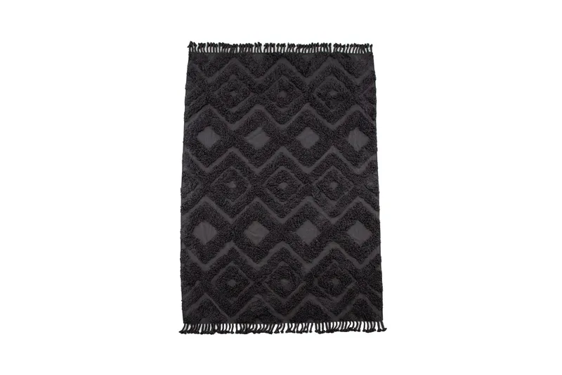 Puuvillamatto Hilma Suorakaide 250x350 cm, Tummanharmaa