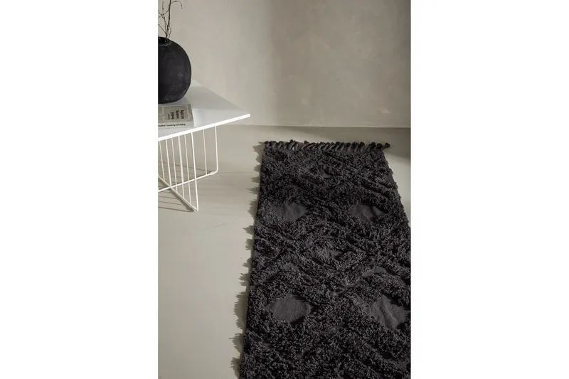 Puuvillamatto Hilma Suorakaide 70x200 cm - Tummanharmaa - Kodintekstiilit & matot - Matto - Moderni matto - Puuvillamatto
