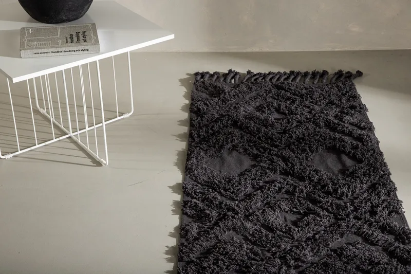 Puuvillamatto Hilma Suorakaide 70x200 cm - Tummanharmaa - Kodintekstiilit & matot - Matto - Moderni matto - Puuvillamatto