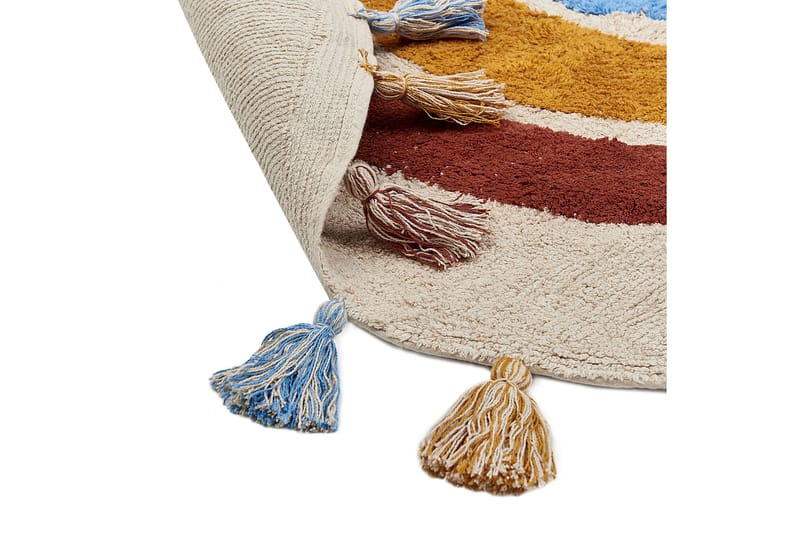 Puuvillamatto Yagci 120 cm Pyöreä - Beige - Kodintekstiilit & matot - Matto - Moderni matto - Puuvillamatto