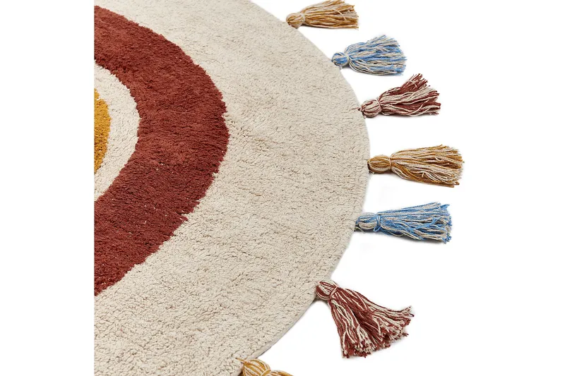 Puuvillamatto Yagci 120 cm Pyöreä - Beige - Kodintekstiilit & matot - Matto - Moderni matto - Puuvillamatto