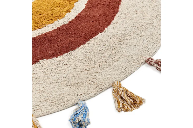 Puuvillamatto Yagci 120 cm Pyöreä - Beige - Kodintekstiilit & matot - Matto - Moderni matto - Puuvillamatto