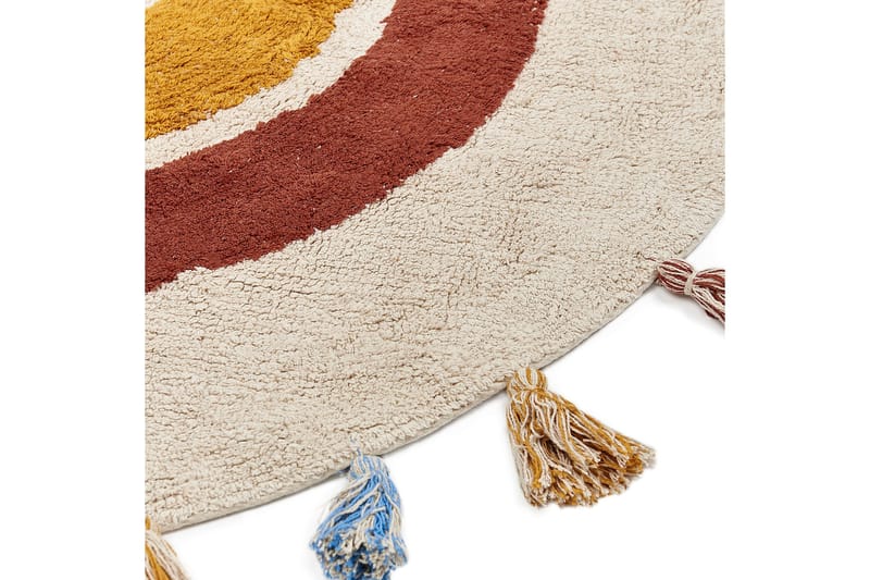 Puuvillamatto Yagci 120 cm Pyöreä - Beige - Kodintekstiilit & matot - Matto - Moderni matto - Puuvillamatto