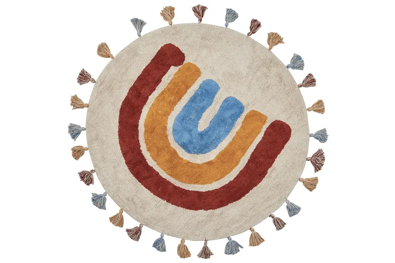 Puuvillamatto Yagci 120 cm Pyöreä - Beige - Kodintekstiilit & matot - Matto - Moderni matto - Puuvillamatto