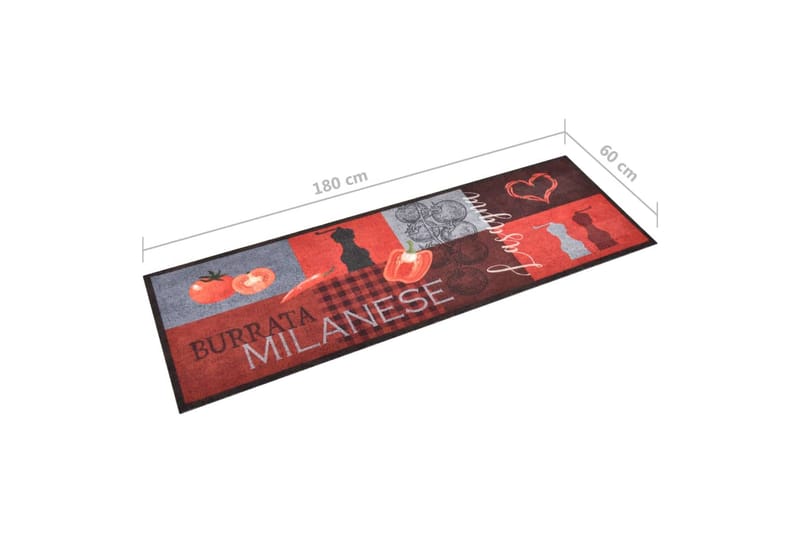 Keittiön pestävä lattiamatto Tomatoes 60x180 cm - Punainen - Kodintekstiilit & matot - Matto - Moderni matto - Räsymatto