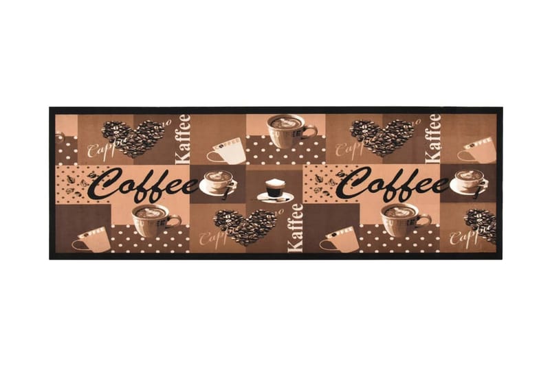 Keittiön pestävä lattiamatto Coffee ruskea 60x180 cm - Monivärinen - Räsymatto
 - Keittiömatto