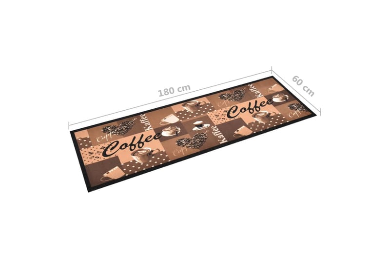 Keittiön pestävä lattiamatto Coffee ruskea 60x180 cm - Monivärinen - Räsymatto
 - Keittiömatto