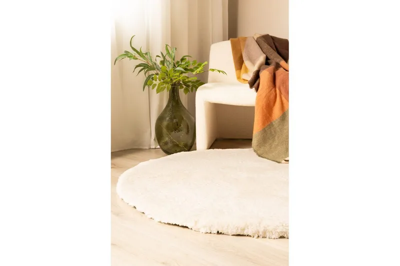 Ryamato Royal Deluxe Pyöreä - 160x160 cm, Kermainen - Kodintekstiilit & matot - Matto - Moderni matto - Nukkamatto