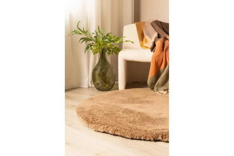 Ryamato Royal Deluxe Pyöreä - 160x160 cm, Mokka - Kodintekstiilit & matot - Matto - Moderni matto - Nukkamatto