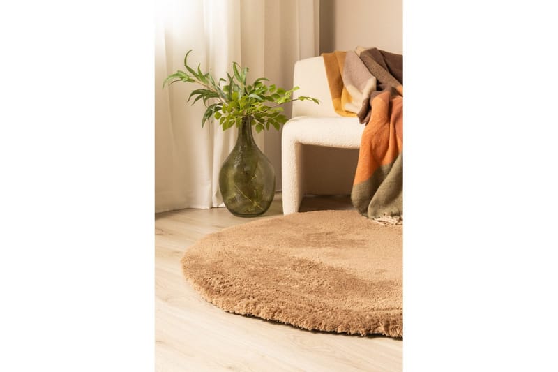 Ryamato Royal Deluxe Pyöreä - 120x120 cm, Mokka - Kodintekstiilit & matot - Matto - Moderni matto - Nukkamatto