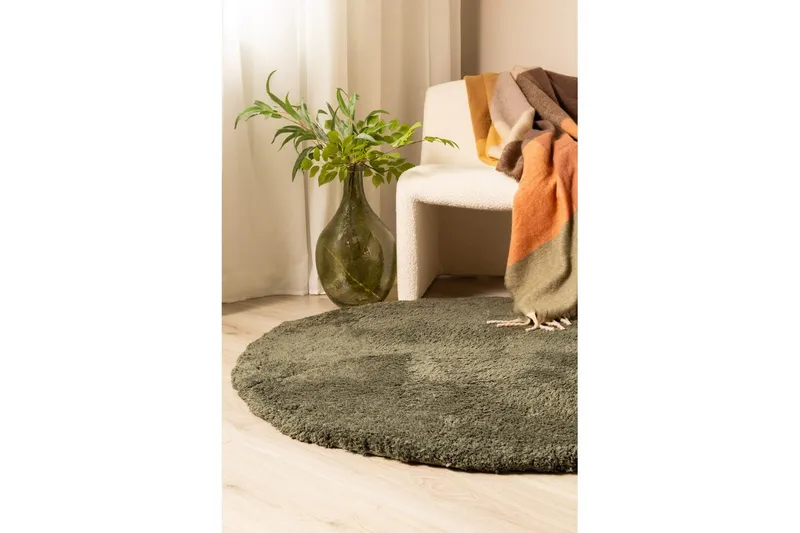 Ryamato Royal Deluxe Pyöreä - 160x160 cm, Smaragdinvihreä - Kodintekstiilit & matot - Matto - Moderni matto - Nukkamatto