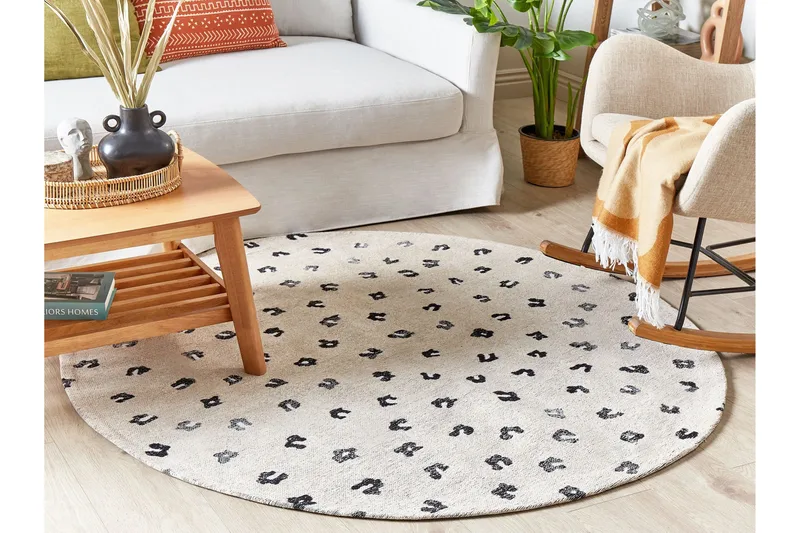 Ryijymatto Afis 140 cm Pyöreä - Beige - Kodintekstiilit & matot - Matto - Moderni matto - Puuvillamatto