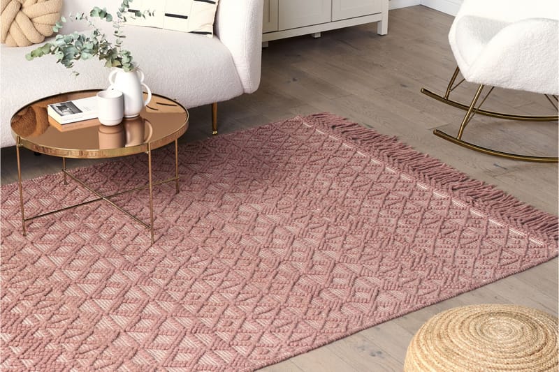 Ryijymatto Alucra 160x230 cm - Vaaleanpunainen - Kodintekstiilit & matot - Matto - Moderni matto - Nukkamatto