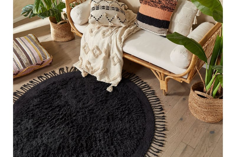 Ryijymatto Bitlis 140 cm Pyöreä - Musta - Kodintekstiilit & matot - Matto - Moderni matto - Nukkamatto