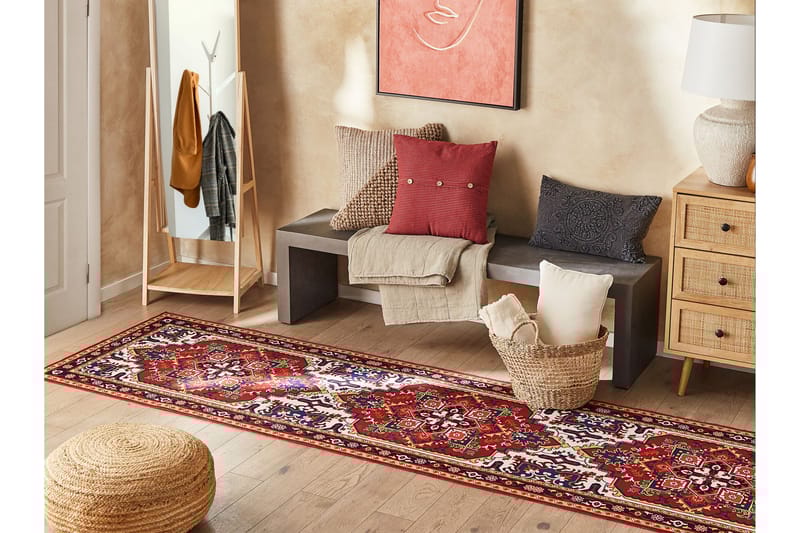 Ryijymatto Colachel 80x240 cm - Punainen - Kodintekstiilit & matot - Matto - Moderni matto - Nukkamatto