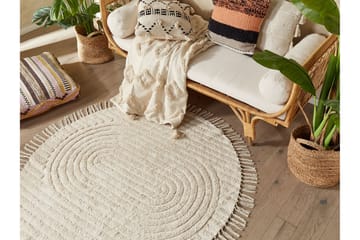 Ryijymatto Halfeti 140 cm Pyöreä - Beige - Kodintekstiilit & matot - Matto - Moderni matto - Puuvillamatto