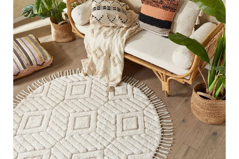 Ryijymatto Horasan 140 cm Pyöreä, Beige