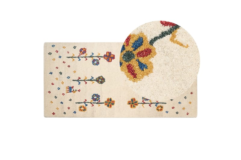 Ryijymatto Husunlu 80x150 cm - Beige - Kodintekstiilit & matot - Matto - Moderni matto - Villamatto